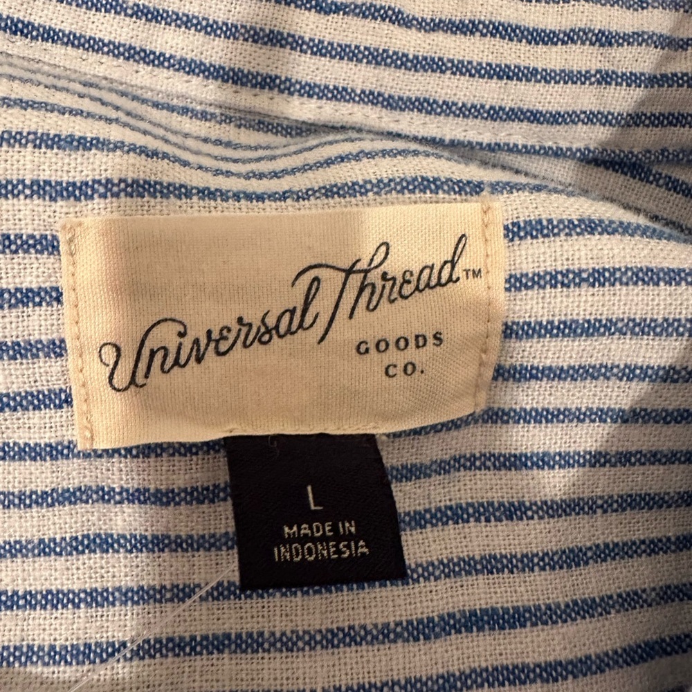 NWT Linen Blend 3/4 Sleeve Midi Shirtdress Pockets Coastal Cover Up Sz L - Picture 12 of 13